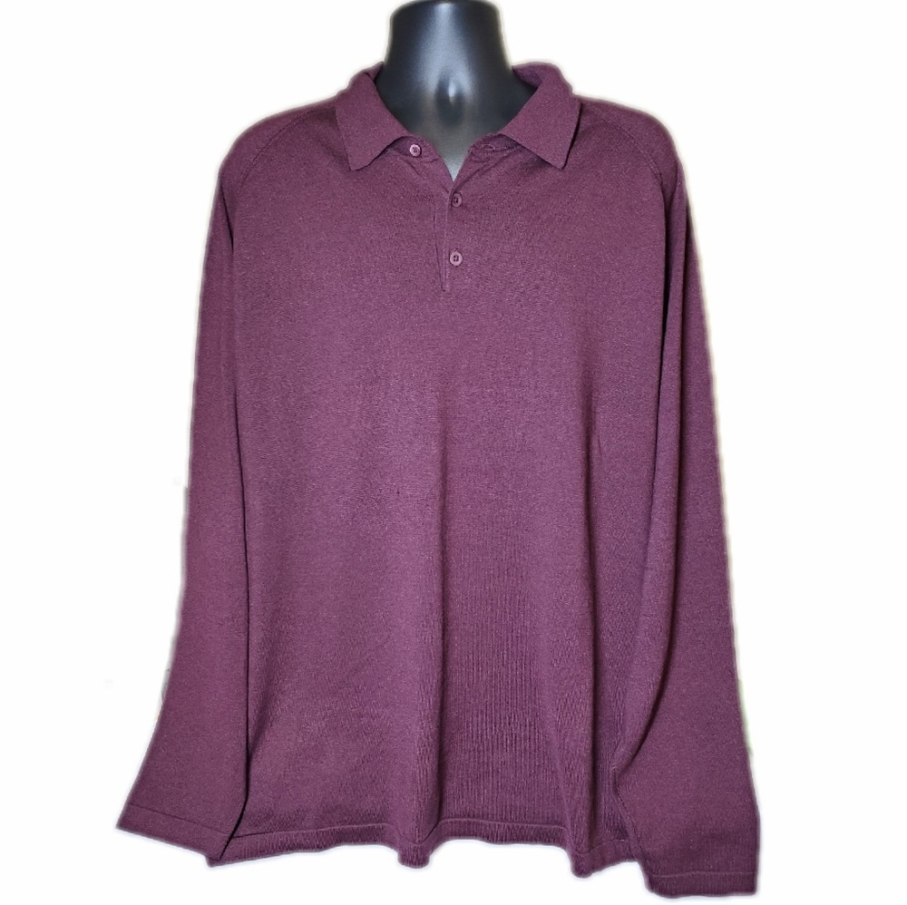 Tommy Bahama Burgundy Long Sleeve Polo 2XL